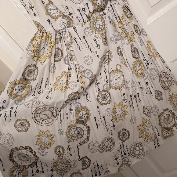 Bea & Dot by Modcloth Time Is Of The Elegance Clock Watch Print Dress XS - Picture 5 of 8